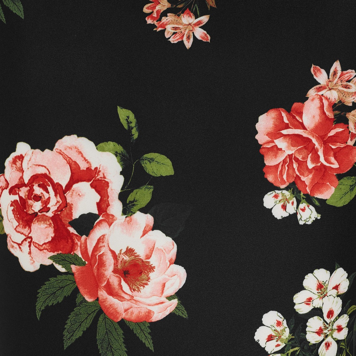Isabella Step-In Tight Wiggle Dress - Black & Red, Pink Roses