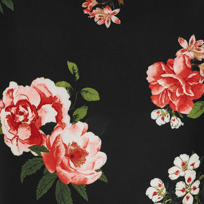 Isabella Step-In Tight Wiggle Dress - Black & Red, Pink Roses