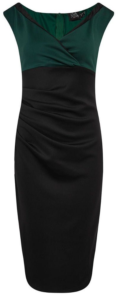 Isabella Off-the Shoulder Step In Wiggle Dress Green & Black