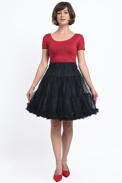 Soft Fluffy Nylon Petticoat 53cm-21 Inches-Black