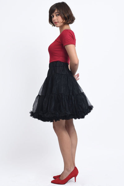 Soft Fluffy Nylon Petticoat 53cm-21 Inches-Black