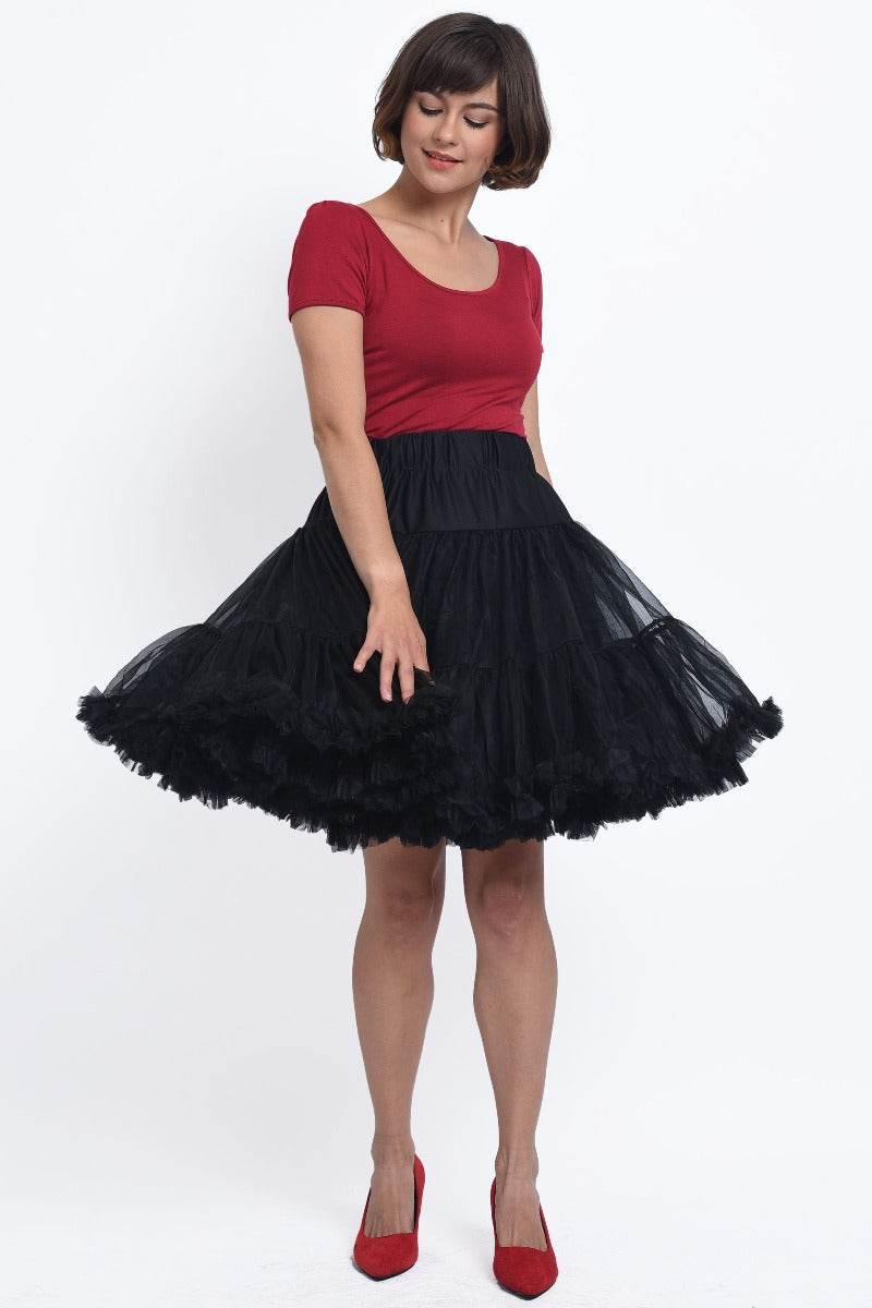 Soft Fluffy Nylon Petticoat 53cm-21 Inches-Black