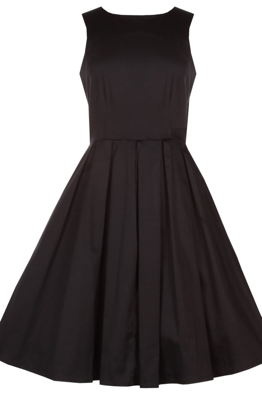 Stylish 50's Retro Swing Dress With Pockets in Plain Black