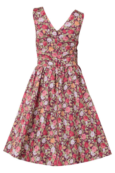 Stylish V-neck Vintage Inspired Swing Dress in Purple
