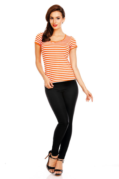 Gina Striped Cut Out Retro Top in Orange