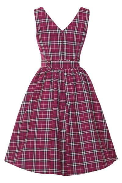 V-neck Vintage Inspired Swing Dress in Purple