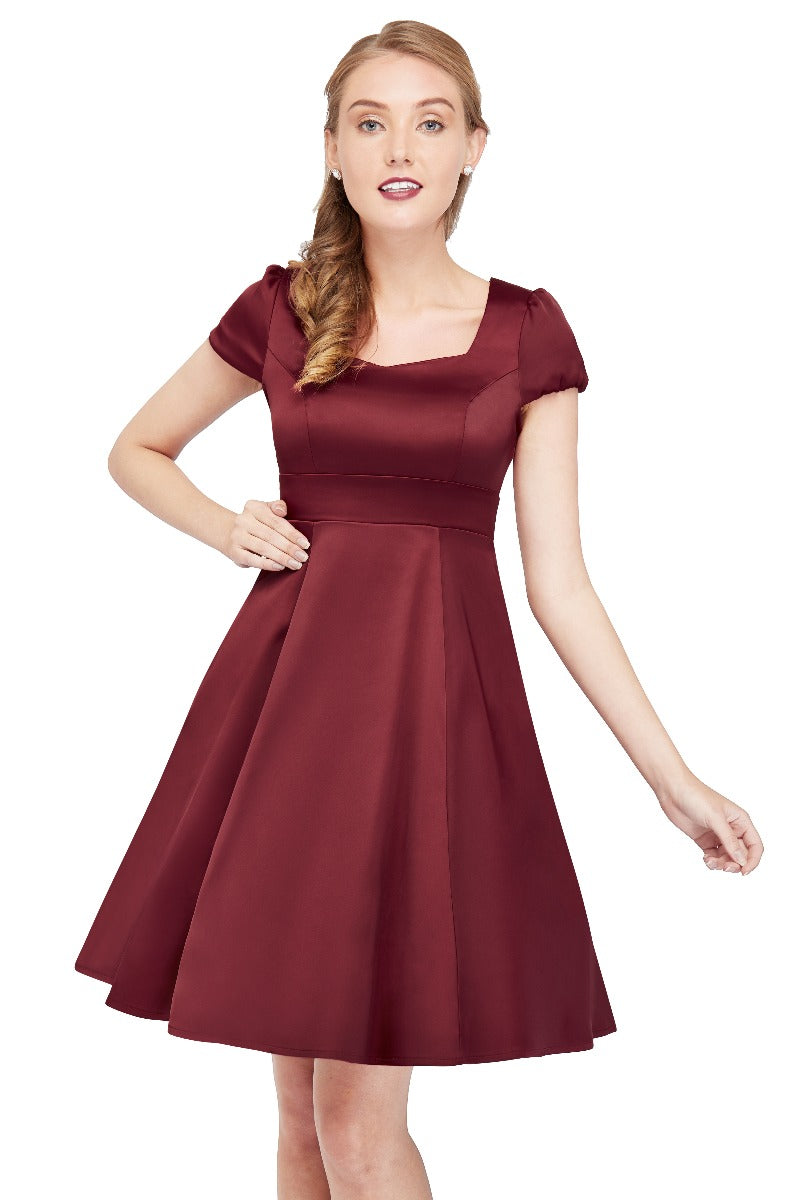 Claudia Burgundy Swing Dress