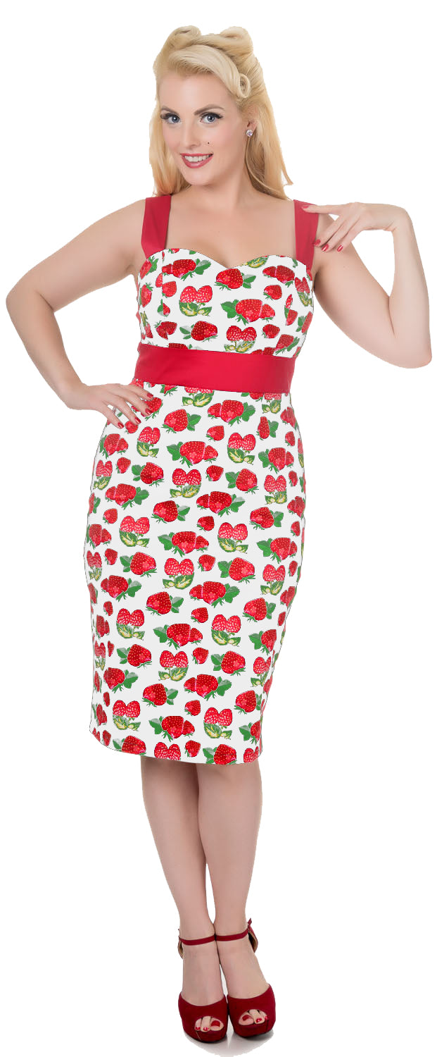 White Strawberry Print Dress