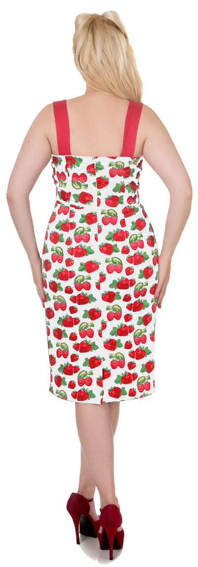 White Strawberry Print Dress