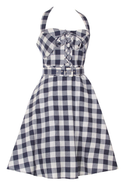 Rosie Flirty 50s Pinup Girl Style Dress in Navy
