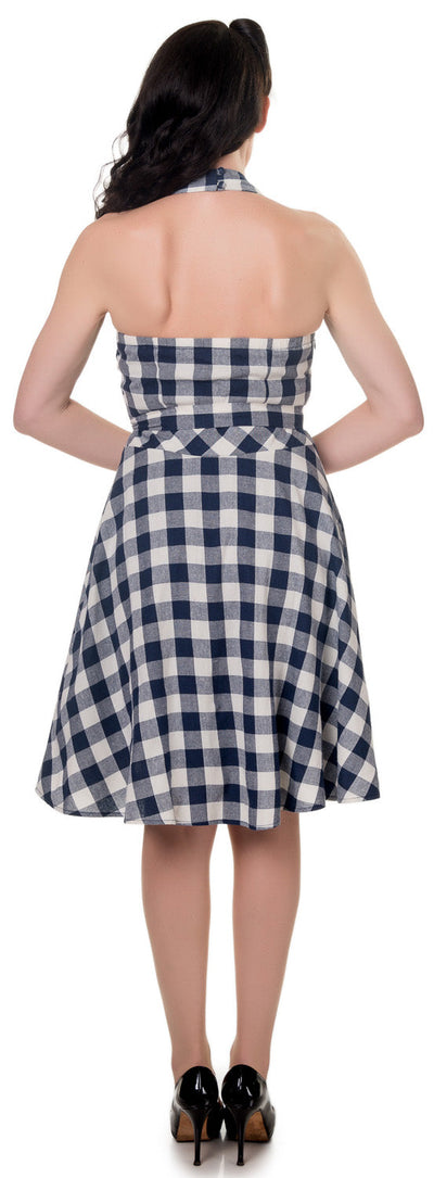 Rosie Flirty 50s Pinup Girl Style Dress in Navy