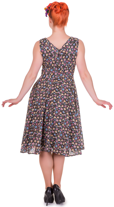 Grace Vintage Style Jive Dress in Brown-Yellow