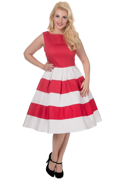 Anna Red & White Striped Swing Dress