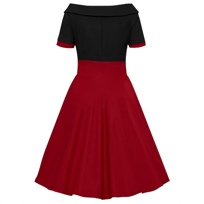 Full Circle Swing Dress - Black & Burgundy Red SuccessActive
