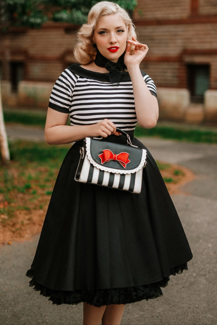  Nautical Black & White Striped Dress