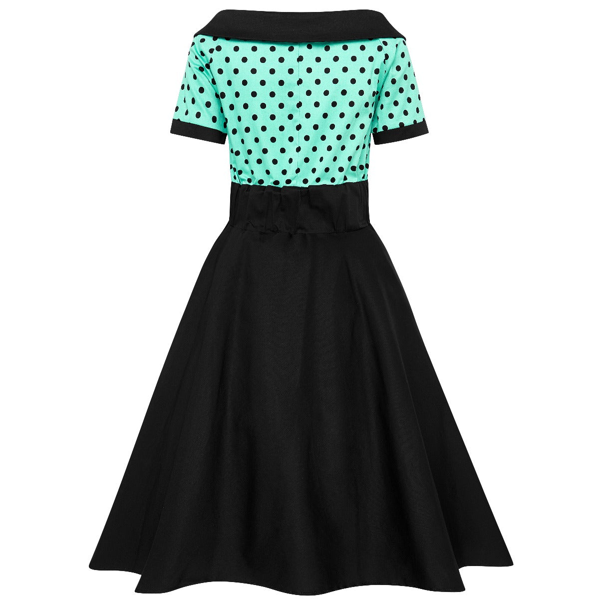 Darlene Rockabilly Polka Dot Dress in Turquoise and Black