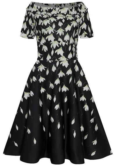 Darlene Black Retro Swing Dress - Snowdrop Flowers
