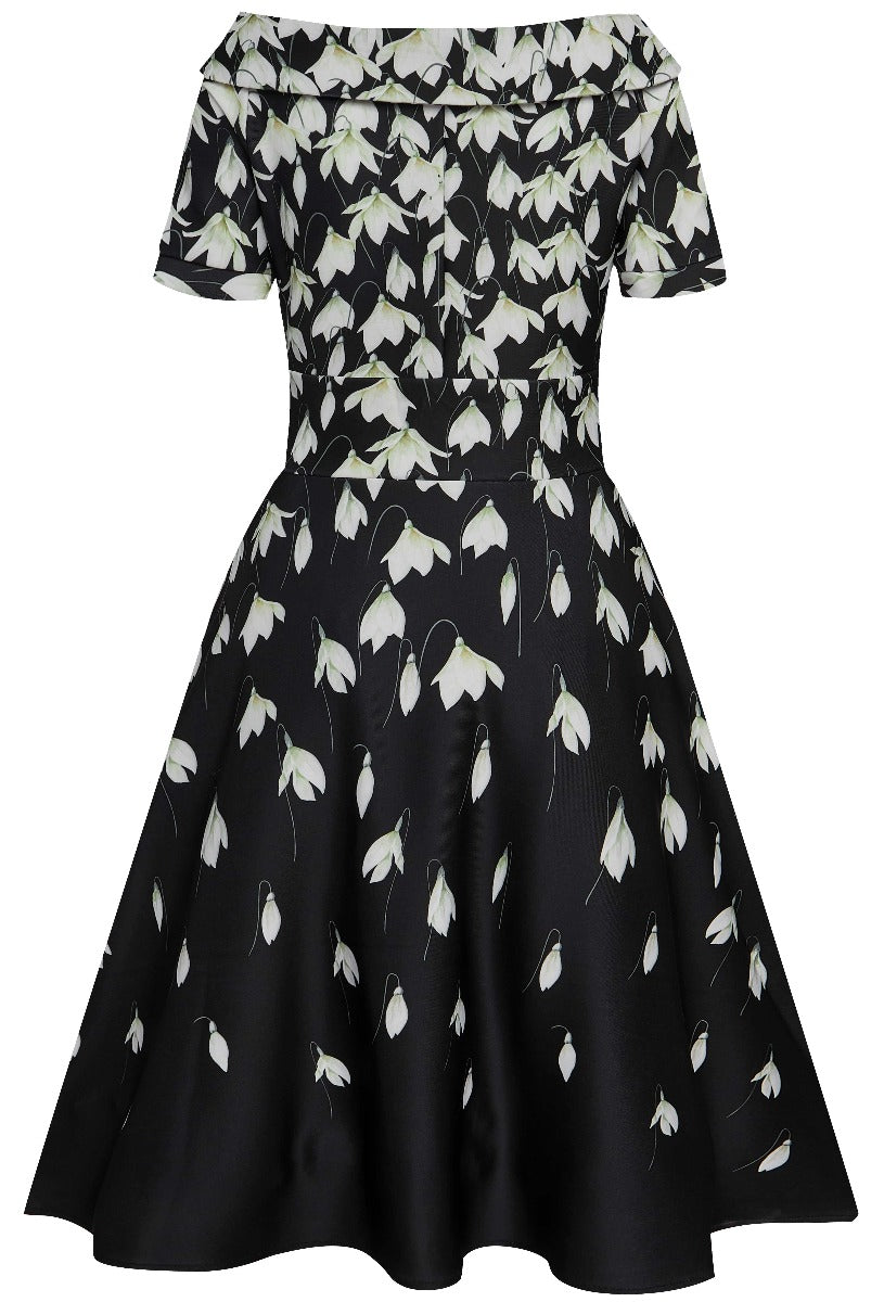 Darlene Black Retro Swing Dress - Snowdrop Flowers