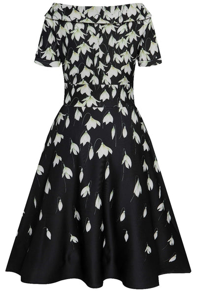 Darlene Black Retro Swing Dress - Snowdrop Flowers