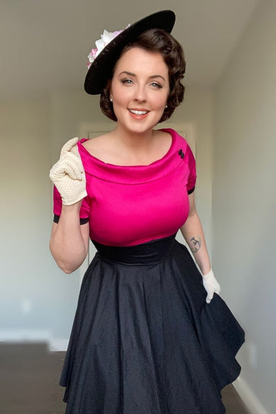 Darlene 50's Style Swing Dress in Hot Pink/Black