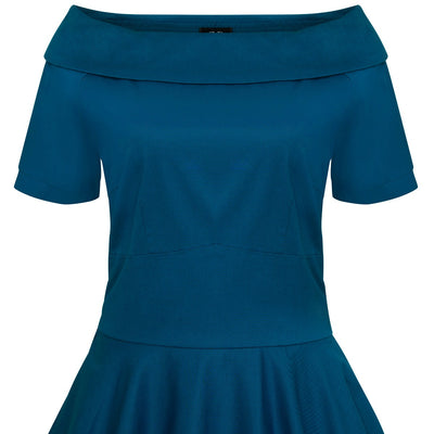 Darlene Rockabilly Swing Dress In Peacock Blue