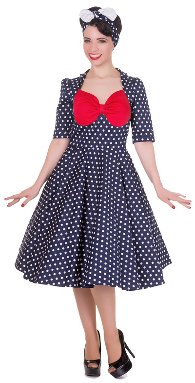 Navy Blue Polka Dot Dress