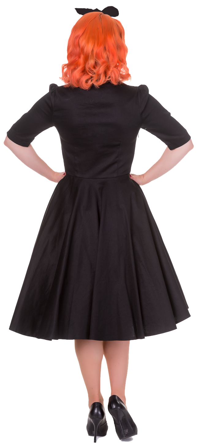 Lillian Vintage Dress with Sleeves in Black-White