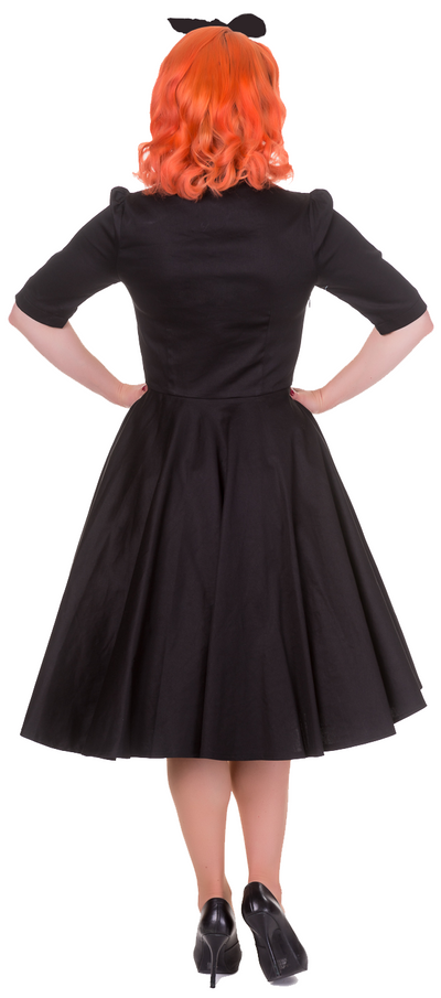 Lillian Vintage Dress with Sleeves in Black-White