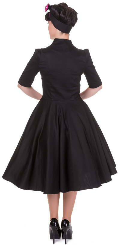 Lillian Vintage Dress with Sleeves in Black-Pink