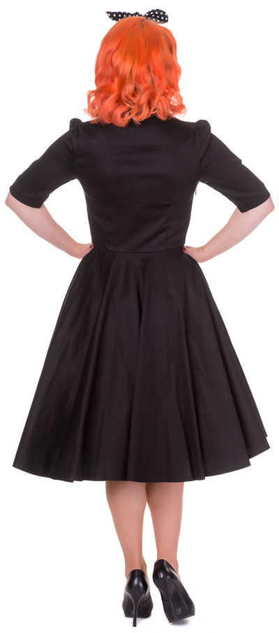 Lillian Vintage Dress with Sleeves in Black
