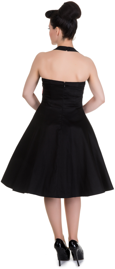 Iris Polka Dot Vintage Dress in Black-Red