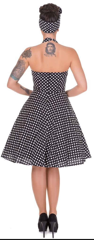 Iris Polka Dot Vintage Dress in Black-White