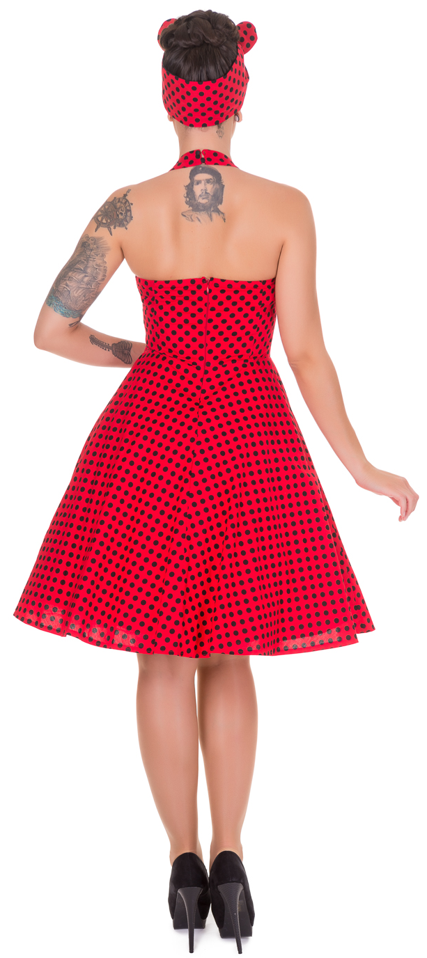 Iris Polka Dot Vintage Dress in Red-Black