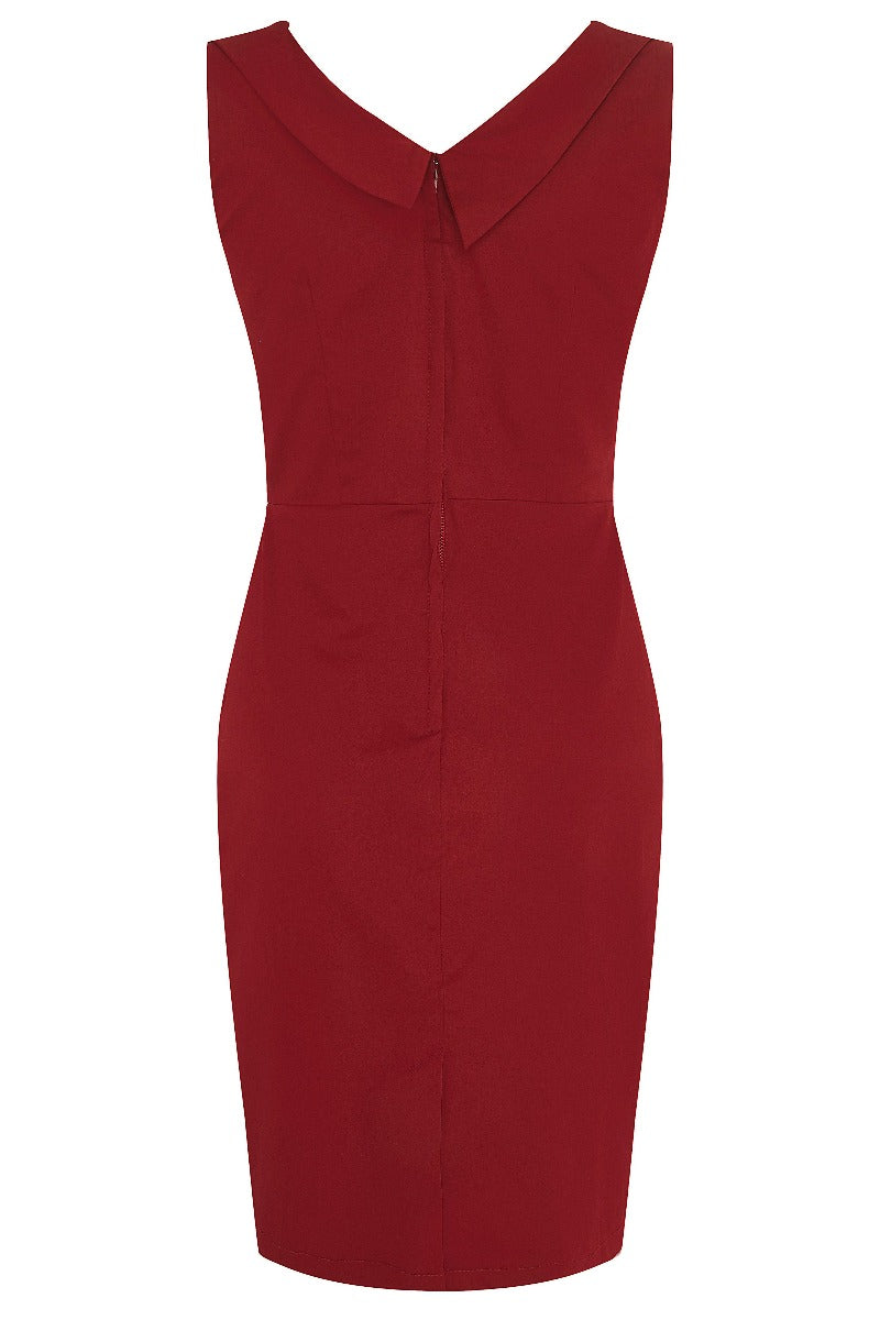 Georgette Wiggle Dress Burg Skirt with Black Bust-White Polka Dots
