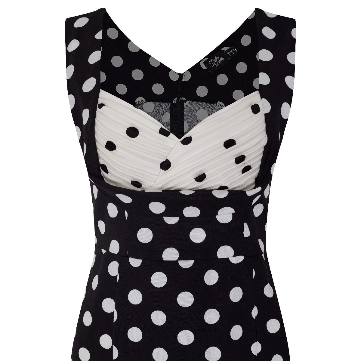Georgette Tight Dress Navy Blue,  White & Black Polka Dots