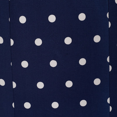Georgette Wiggle Dress Navy Blue, Red & Off White Polka Dots