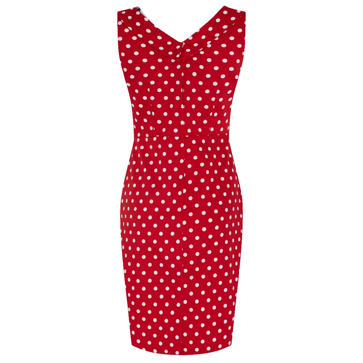 Georgette Vintage Inspired Wiggle Dress Red & White Polka Dots