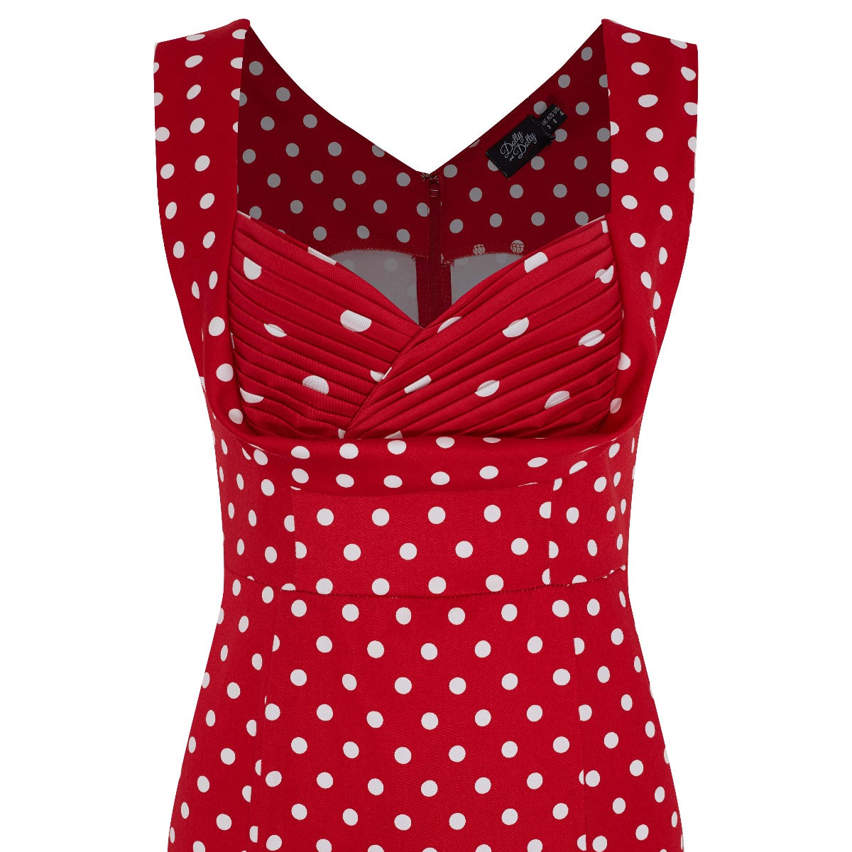 Georgette Vintage Inspired Wiggle Dress Red & White Polka Dots