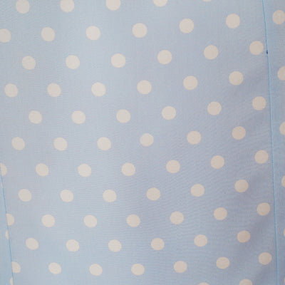 Georgette Tight Wiggle Dress Sky Blue & Burgundy Red Polka Dot