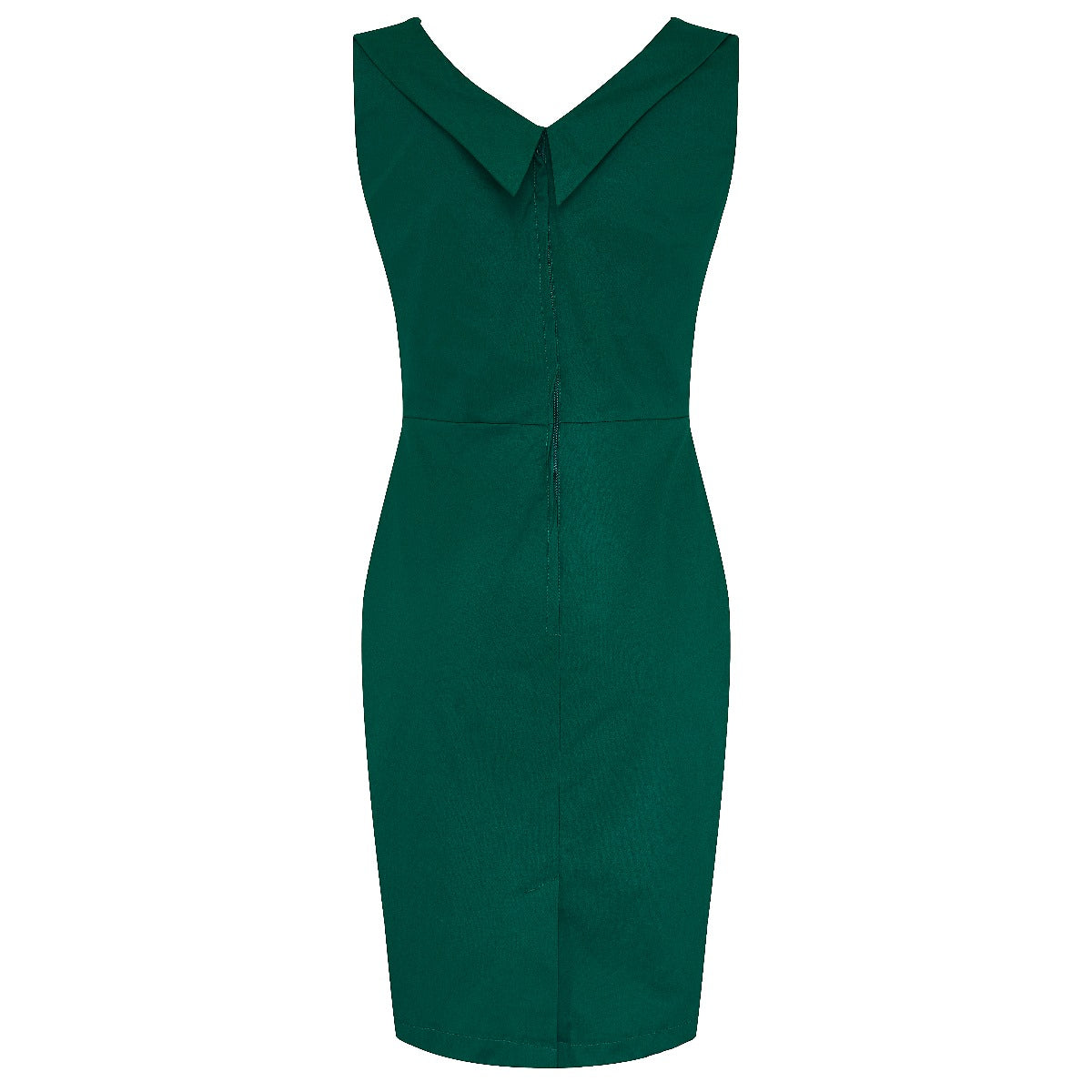 Georgette Ruffled Bust Wiggle Dress Green, Black & White Polka