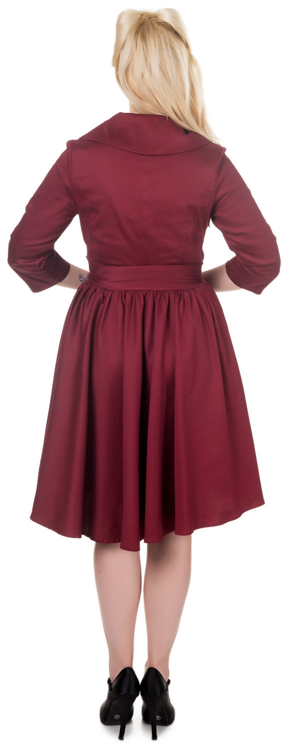 Tiffany Long Sleeve 50's Vintage Dress in Burgundy