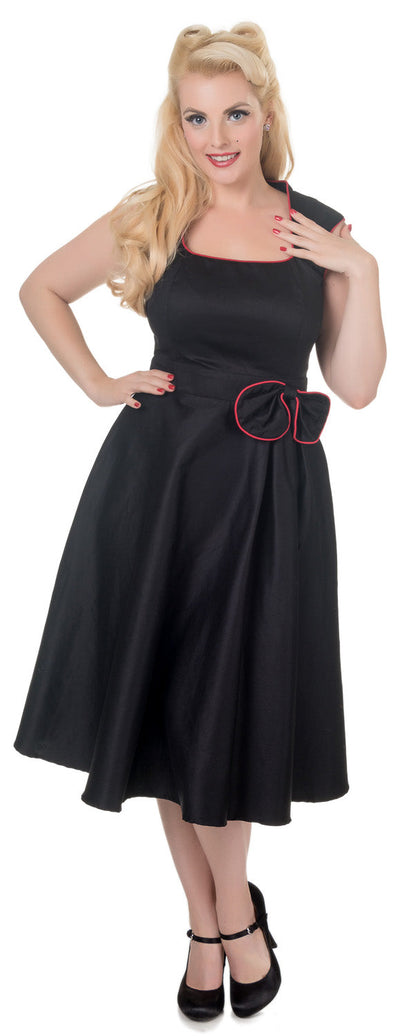 Harriet Vintage 50s Inspired Swing Dress in Black-Red