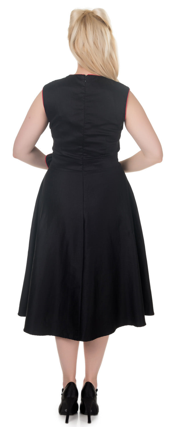 Harriet Vintage 50s Inspired Swing Dress in Black-Red