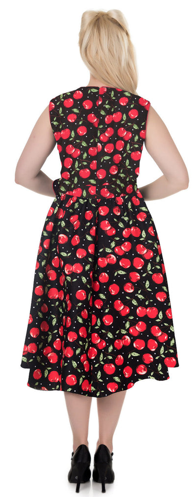 Harriet 50s Inspired Cherry Dress with Red Piping