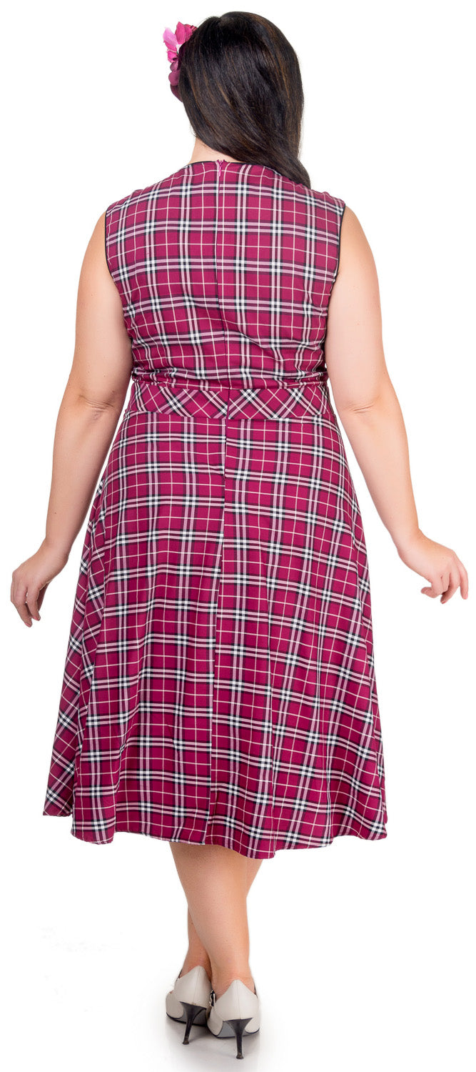 Harriet Vintage 50s Swing Check Dress in Purple