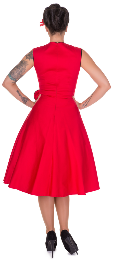 Harriet Vintage 50s Inspired Swing Dress in Red-Black