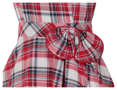 Harriet Vintage 50s Inspired Swing Dress in Red-White Checks