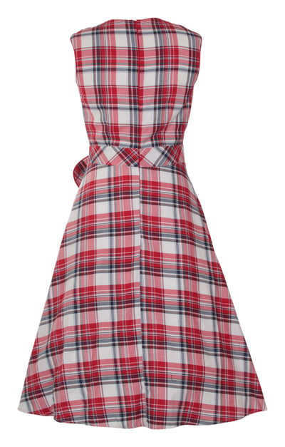 Harriet Vintage 50s Inspired Swing Dress in Red-White Checks