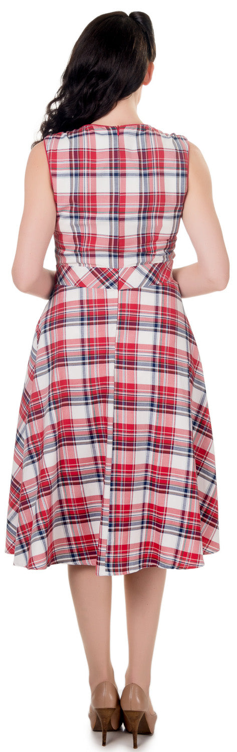 Harriet Vintage 50s Inspired Swing Dress in Red-White Checks