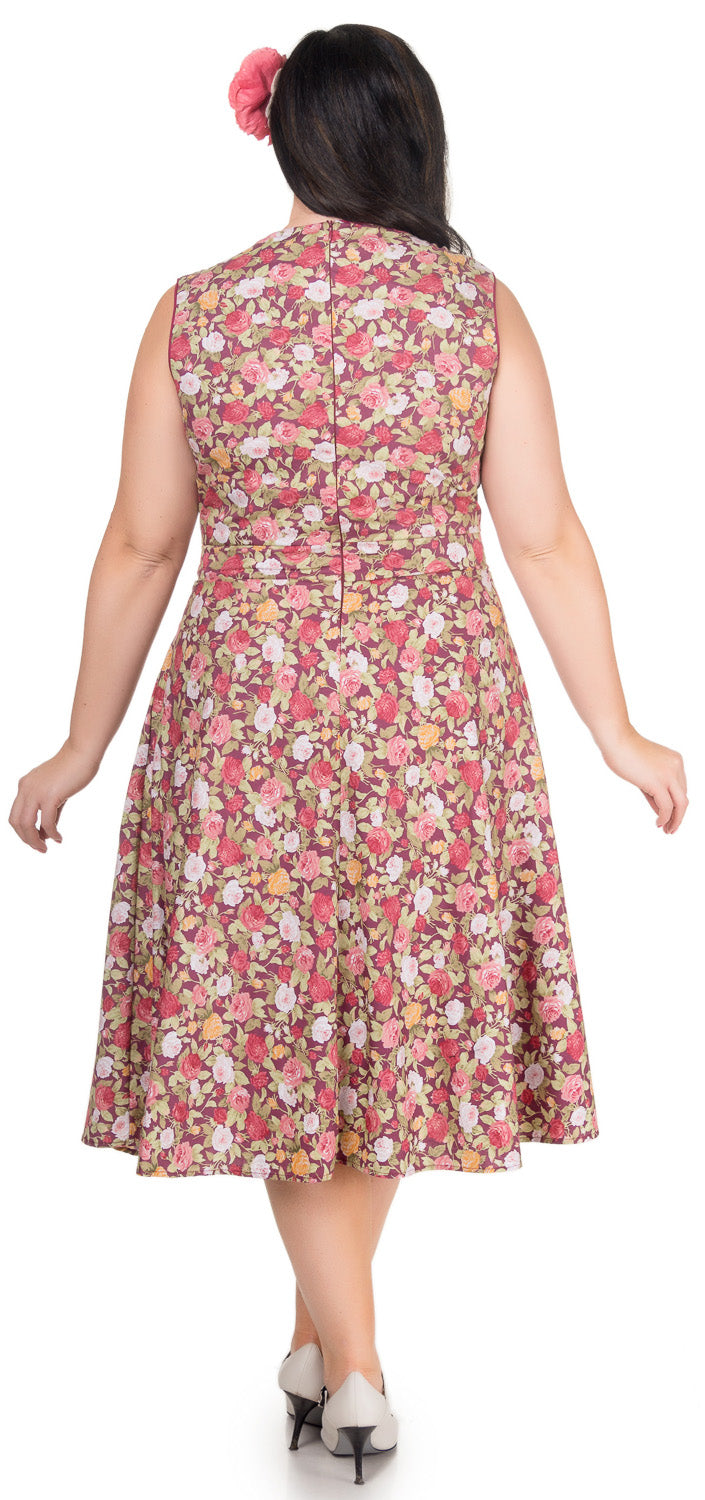 Harriet Floral Vintage 50s Inspired Dress in Purple